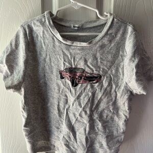 Garage Gray Crop Top with Pink Car Graphic